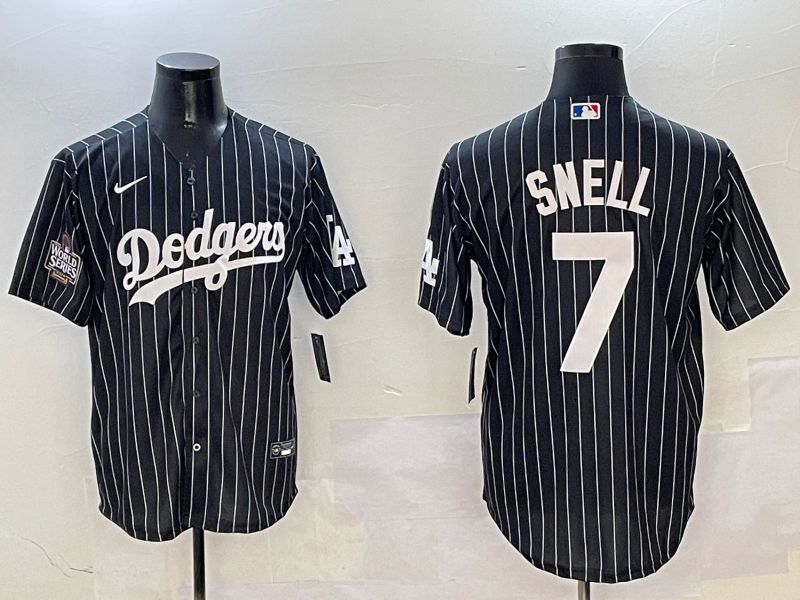Men Los Angeles Dodgers #7 Snell Black Stripe Jointly Name 2025 Nike MLB Jersey style 3->los angeles dodgers->MLB Jersey